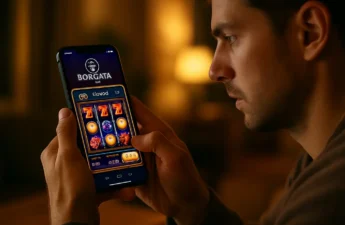 Borgata Online casino app screens shown beside account and rewards controls