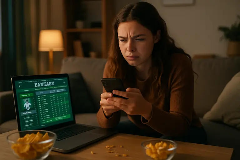 Mobile fantasy sports app screen with verification and account controls visible