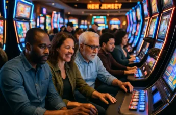 New Jersey iGaming dashboard showing July revenue trends on a laptop
