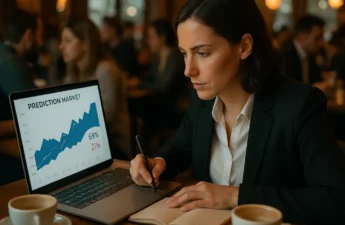 Prediction Market Regulation concept with court papers and a mobile trading app on a desk