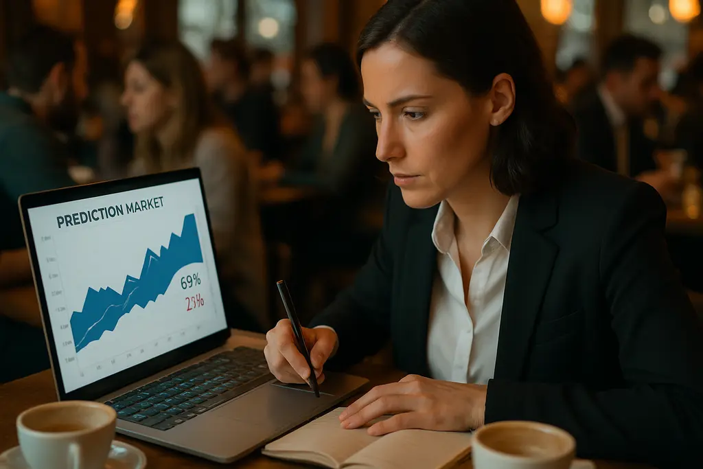 Prediction Market Regulation concept with court papers and a mobile trading app on a desk