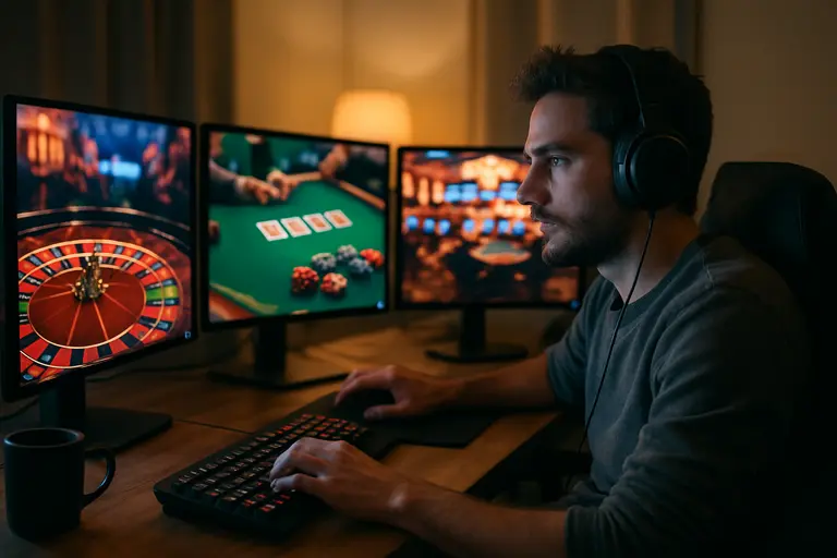 Mobile casino app interface beside payment and security icons