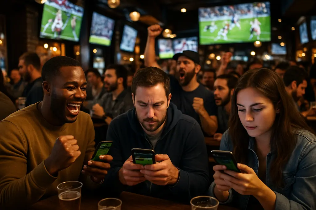 Mobile Sports Betting app shown beside responsible gambling controls