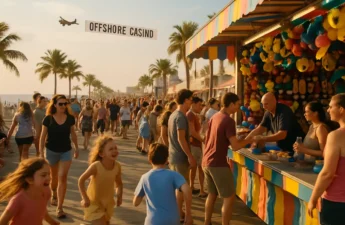 offshore casino search data reviewed on a laptop with New Jersey market charts