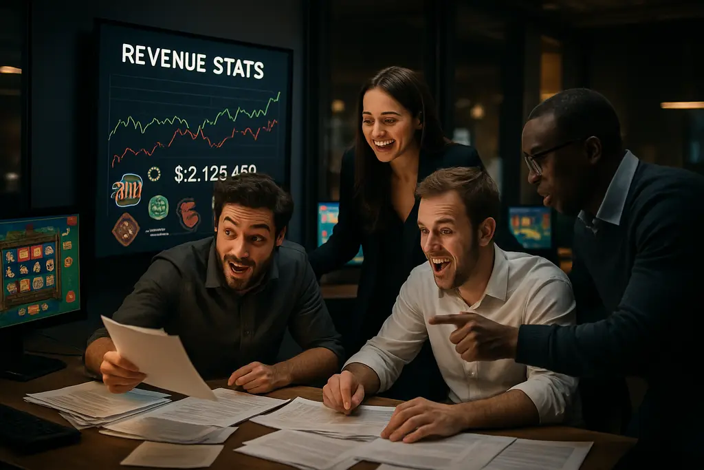 Analyst dashboard showing online casino revenue trends for July 2026