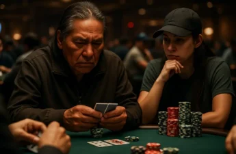 Tribal Gaming Oversight review desk with compliance files and casino floor data